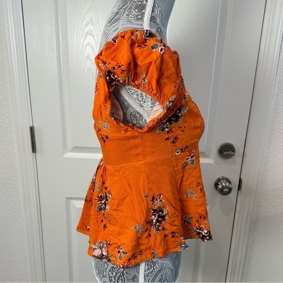 Free People, Orange Off the shoulder Crop Top, Size Small - Picture 3 of 7